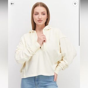 Forever21 DeepV Hoodie - Cream